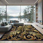 Elegant Golden Acanthus Foliage Scrollwork Rug