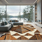 Isometric Mayan Step Pyramid Earthy Tile Rug