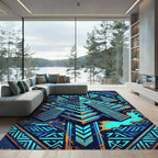 Neon Aztec Pyramid Geometric Vivid Tapestry Rug