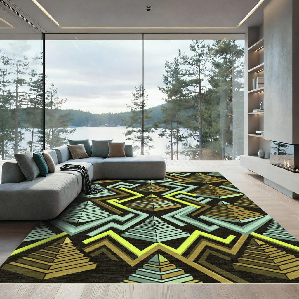 Geometric Pyramid Zigzag Arrangement Rug