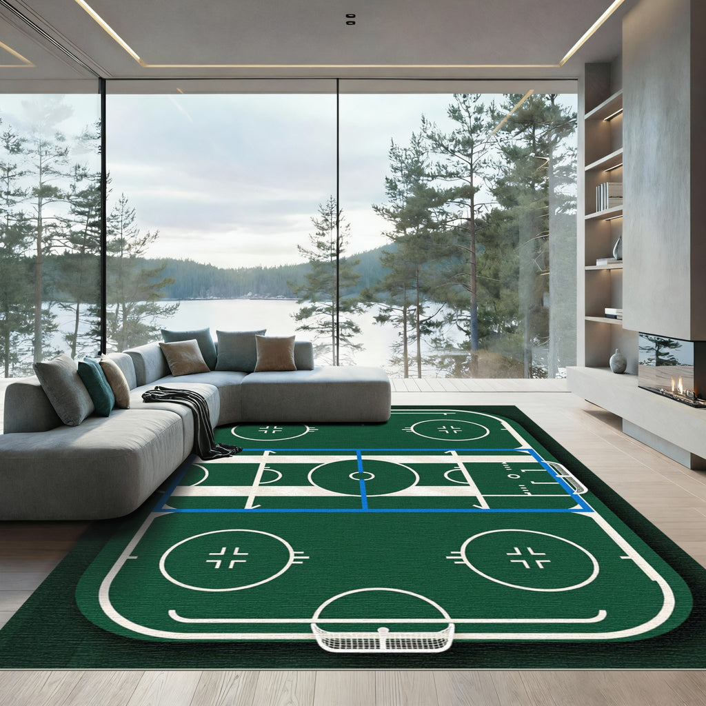 Emerald Green Athletic Field Arena Area Rug