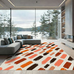 Abstract Earthy Tone Diagonal Brushstroke Rug