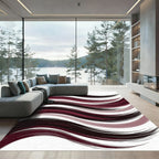 Modern Abstract Burgundy Swirl Rug