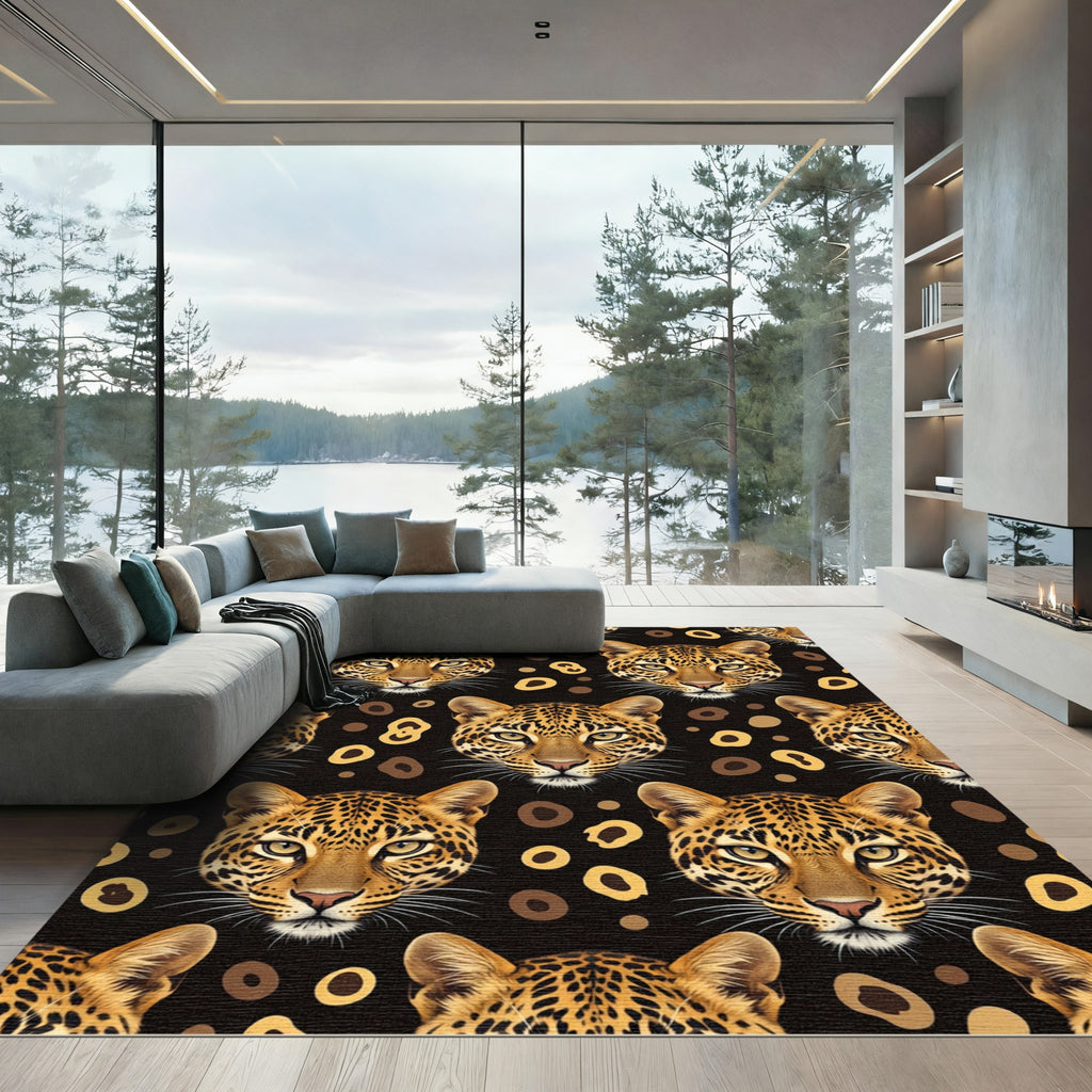 Bold Leopard Face Abstract Spots Rug