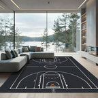 Graphic Basketball Court Minimalist Area Rug