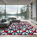 Nautical Red Hearts Anchor Lattice Rug