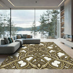 Ornate Gold Lattice Arabesque Rug