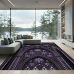 Gothic Violet Floral Cathedral Arch Rug