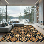 Luxury Golden Chain Geometric Square Art Rug