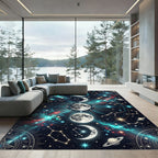 Celestial Lunar Phases Galaxy Starry Art Rug