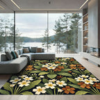 Botanical White and Copper Floral Meadow Rug