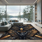 Gilded Raven Wings Black Gold Art Rug