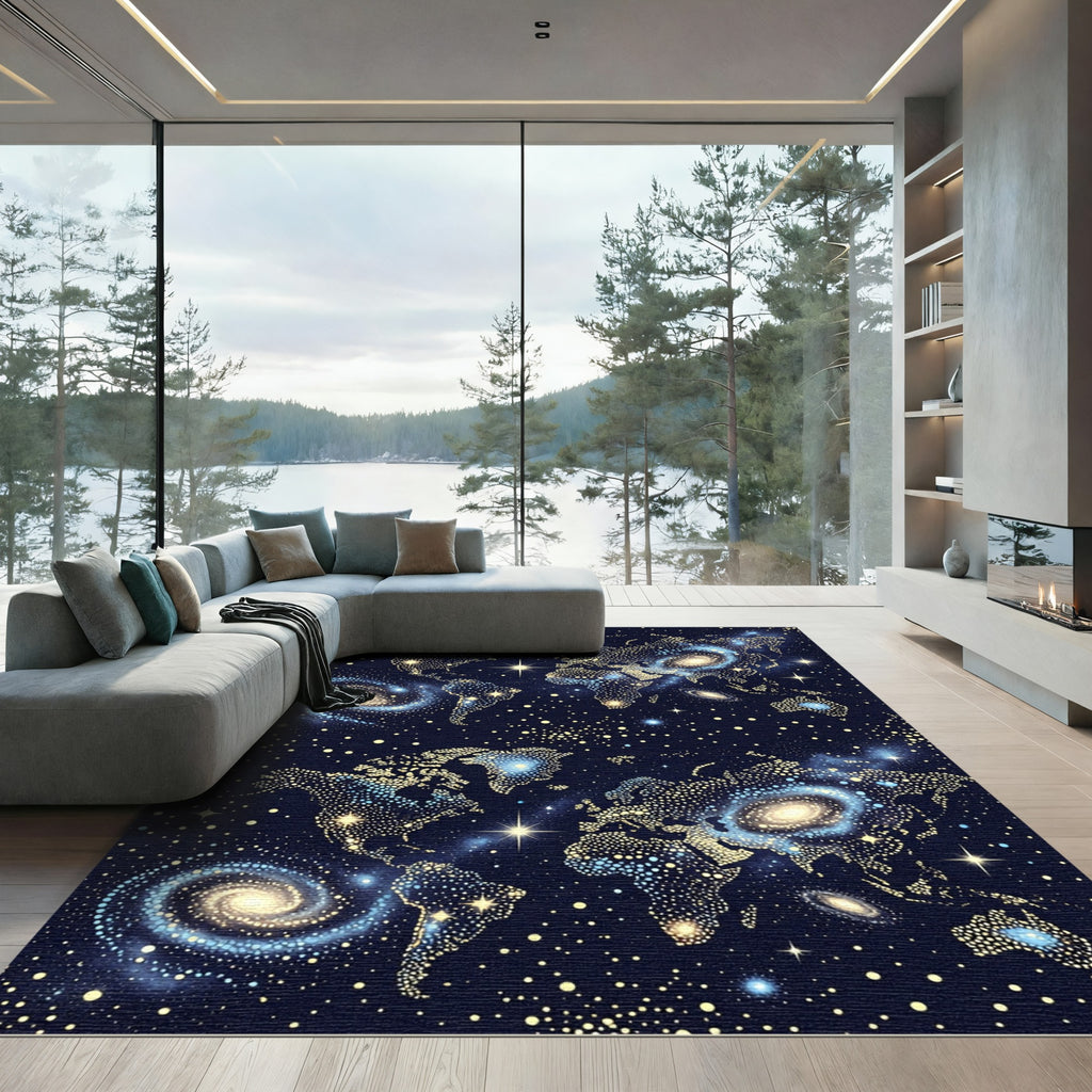 Cosmic World Galaxy Map Rug