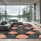 Art Deco Peach and Charcoal Fan Rug