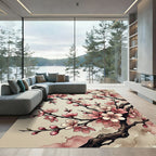 Elegant Pink Cherry Blossom Branch Rug