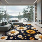 Celestial Daisy Constellation Night Sky Rug