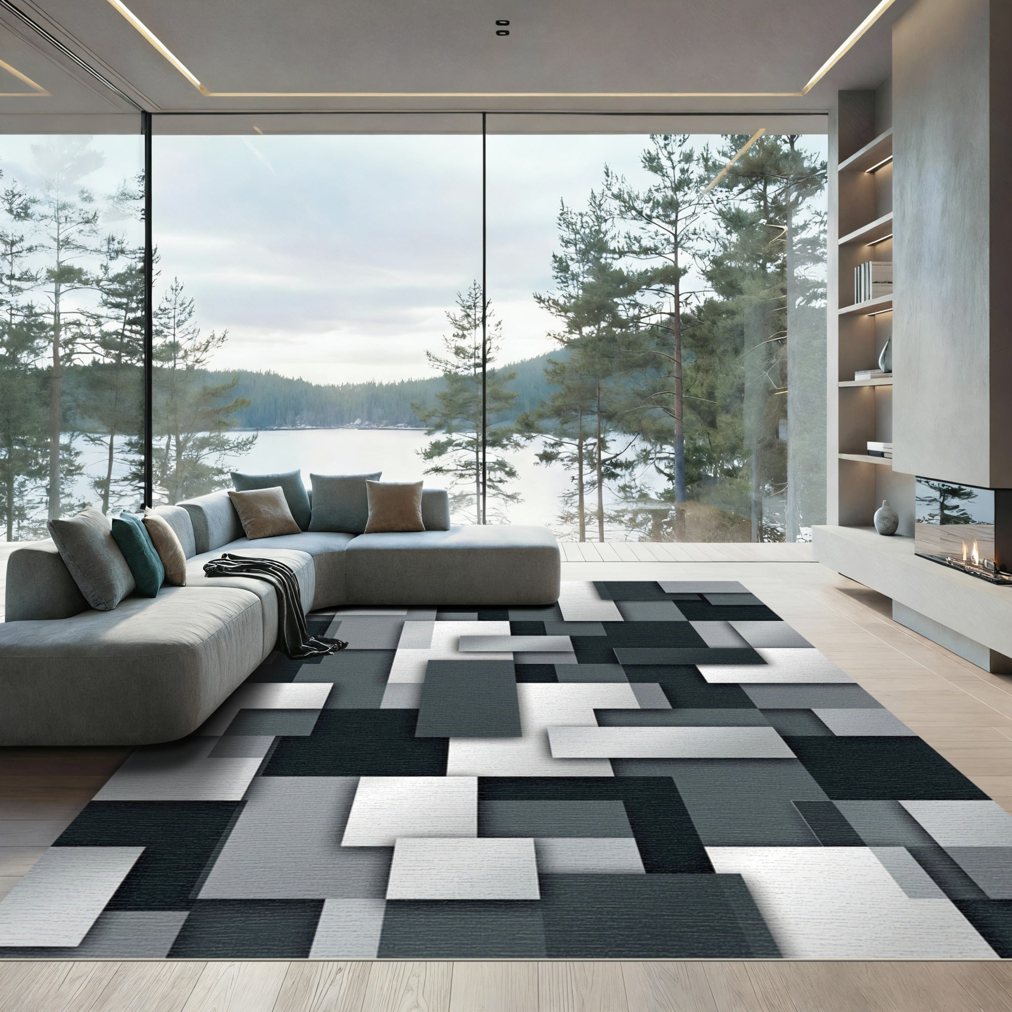 Monochromatic Geometric Stacked Squares Rug