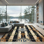 Vintage Navy Striped Wheat Regal Monogram Rug