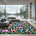 Colorful Floral Alphabet Rainbow Letter Wall Art Rug