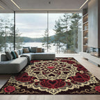 Gothic Crimson Heart Lace Medallion Rug