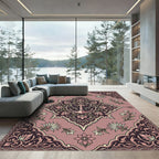 Blushing Mauve Anchor Floral Medallion Rug