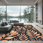 Warm Peach Leafy Branches Rug