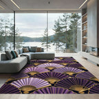 Elegant Purple Fan Art Deco Medallion Rug