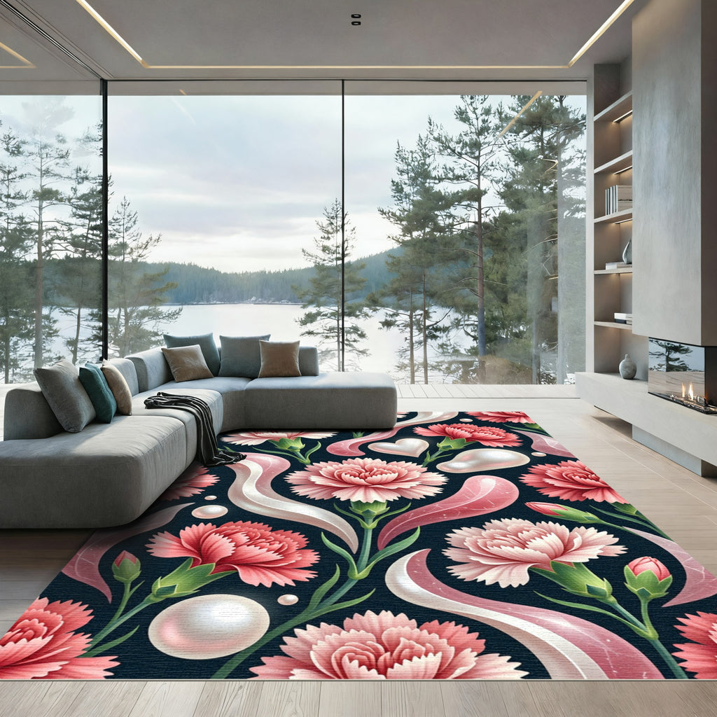 Pink Carnation Pearl Swirl Overlay Rug