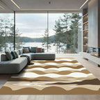 Abstract Earth Tone Wavy Shoreline Rug