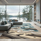 Coastal Driftwood Wave Beach Scene Rug