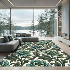 Teal Floral Vine Scroll Art Rug
