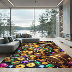 Golden Treasure Chest Opulent Jewel Accents Rug