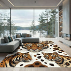 Vibrant Tiger Faces Animal Collage Rug