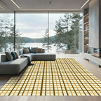 Modern Ochre Neutral Grid Checkered Rug