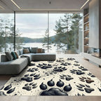 Minimalist Black Bear Paw Footprint Rug