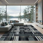 Monochrome Woven Plaid Stripe Combination Rug