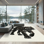 Striking Dark Tiger Walking Silhouette Rug