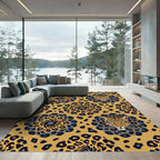 Bold Leopard Head Swirl Medallion Rug