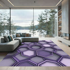 Modern Lavender Interlocking Geometric Hexagon Rug
