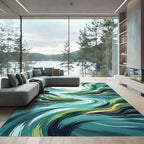 Abstract Flowing Mountain River Landscape Rug