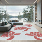 Playful Coral Sea Turtle Geometric Rug