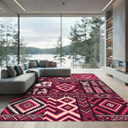 Pink Crimson Tribal Geometric Collage Rug