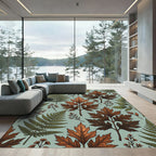 Autumnal Fern and Foliage Leaves Rug