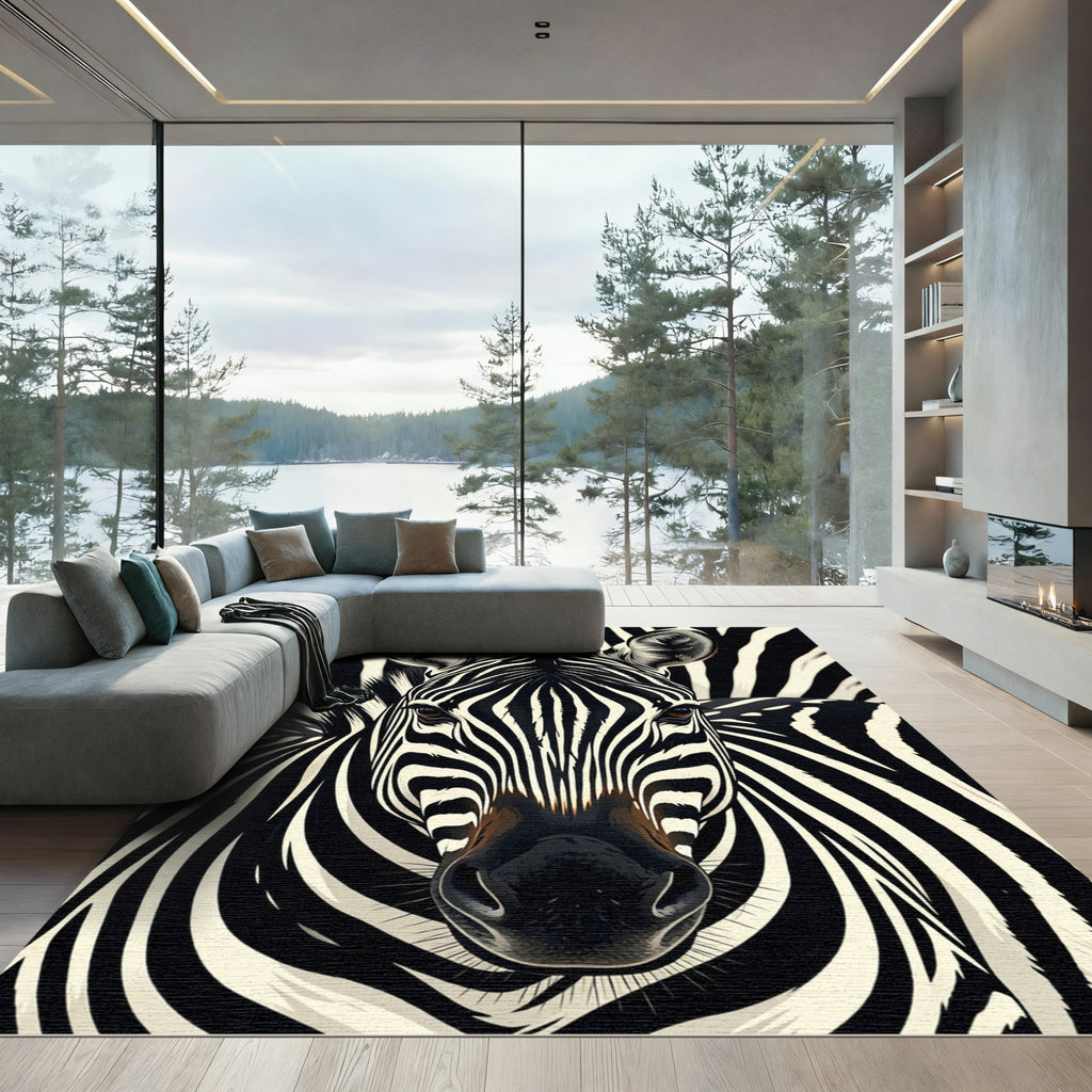 Striking Zebra Lines Abstraction Rug