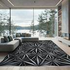 Monochromatic Starburst Abstract Composition Rug