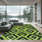 Green Yellow Diamond Geometric Relief Rug