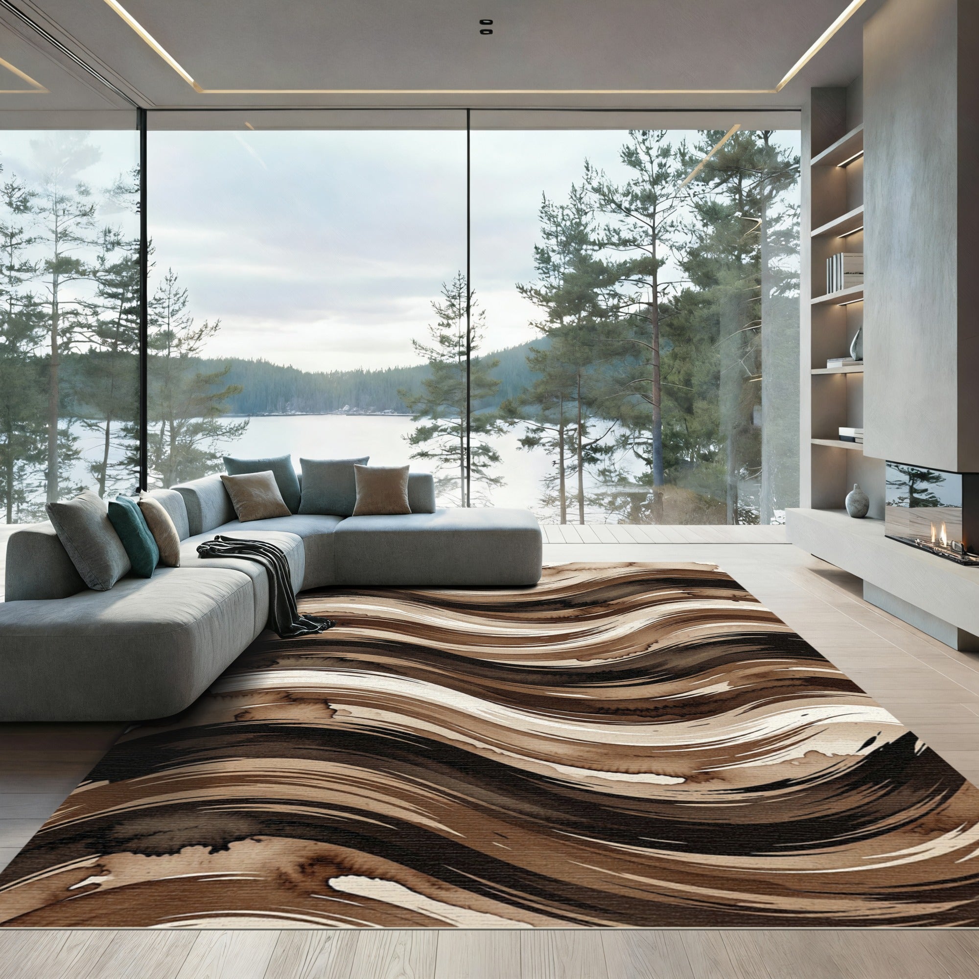 Earthy Abstract Brush Stroke Rug