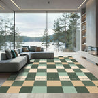 Sage and Sand Geometric Checkered Tile Rug