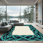 Deep Teal Rope Border Rug