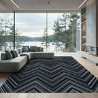 Sophisticated Charcoal Zigzag Chevron Texture Rug